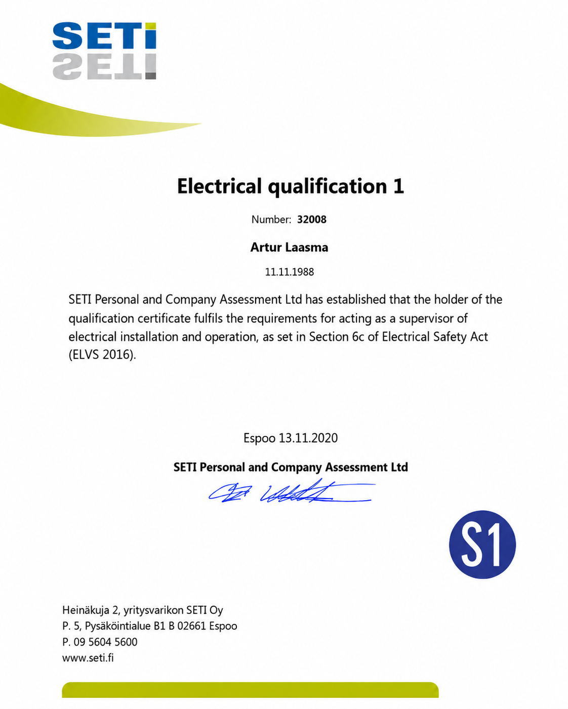 Execution electrical works